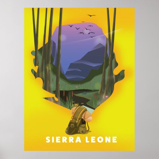 Poster carte illustrée de la Sierra Leone (Devant)