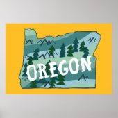 Poster Carte illustrée de l'Oregon (Devant)