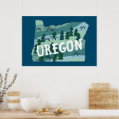 Poster Carte illustrée de l'Oregon (Cuisine)