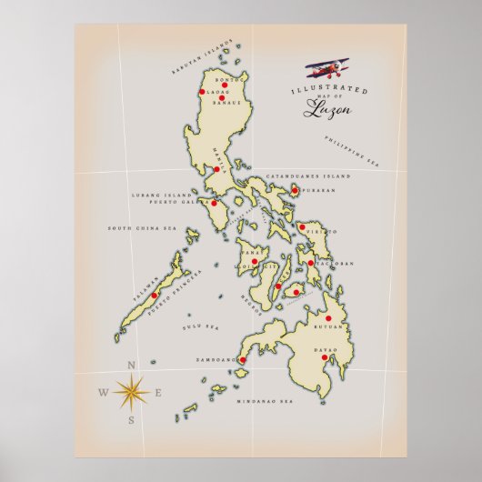 Poster Carte illustrée de Luzon Philippines (Devant)