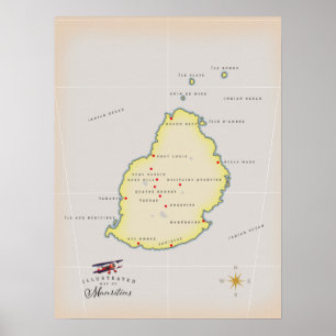 Poster Carte illustrée de Maurice