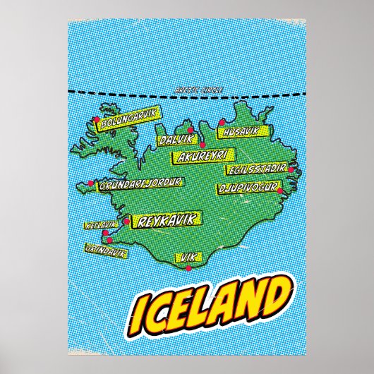 Poster Carte illustrée de New York dans le style Pop Art (Devant)