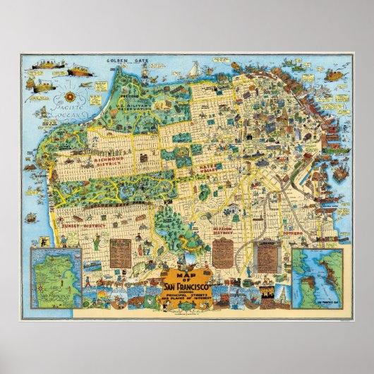 Poster Carte illustrée de San Francisco 1927 (Devant)