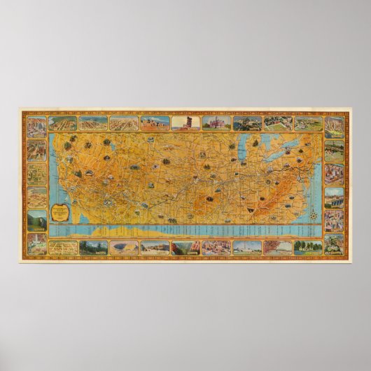 Poster Carte illustrée de US Airways (Devant)