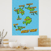 Poster Carte illustrée des îles Scilly dans le style Pop (Cuisine)
