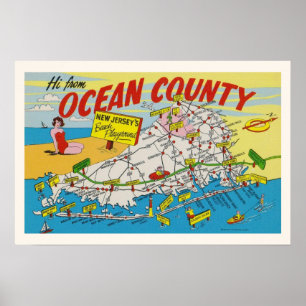 Poster Carte illustrée du Jersey Shore