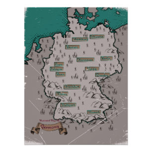 Poster Carte illustrée vintage d'Allemagne