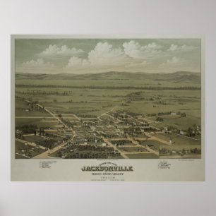 Poster Carte imagée vintage de Jacksonville OU (1883)