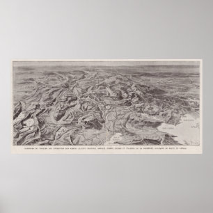 Poster Carte imagée vintage de l'Albanie, Serbie,