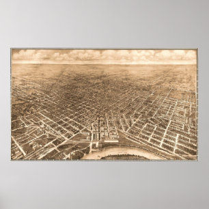 Poster Carte imagée vintage de Montgomery Alabama (1912)
