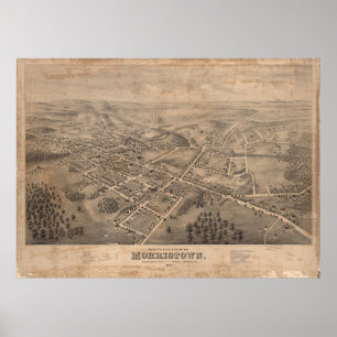 Poster Carte imagée vintage de Morristown NJ (1876)