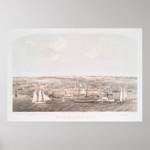 Poster Carte imagée vintage de nouvelle Berne OR (1864)