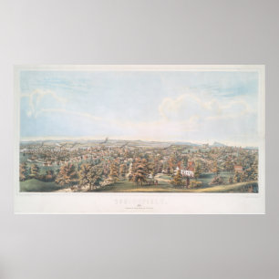 Poster Carte imagée vintage de Springfield mA (1851)