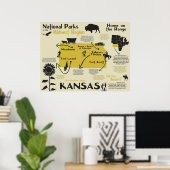 Poster Carte Infographique Des Parcs Nationaux Du Kansas (Bureau à domicile)