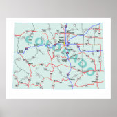 Poster Carte Interstate Colorado Imprimer (Devant)