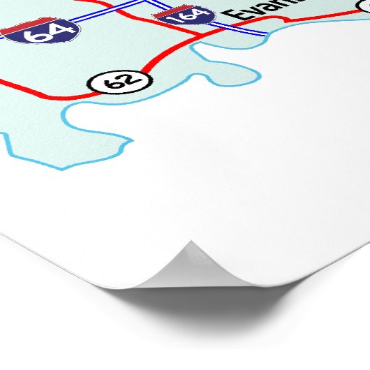 Poster Carte Interstate Indiana Imprimer (Coin)