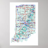 Poster Carte Interstate Indiana Imprimer (Devant)