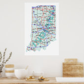 Poster Carte Interstate Indiana Imprimer (Cuisine)