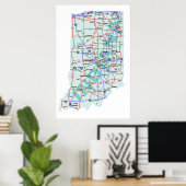 Poster Carte Interstate Indiana Imprimer (Bureau à domicile)