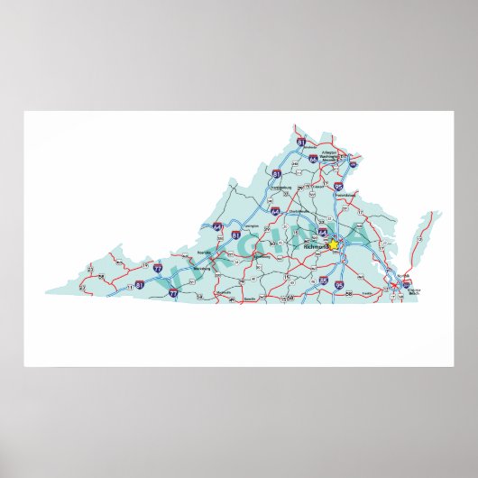 Poster Carte Interstate Virginia Imprimer (Devant)