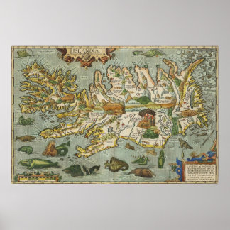 Poster Carte Islande 1590