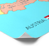 Poster Carte isolée des régions d'Autriche (Coin)