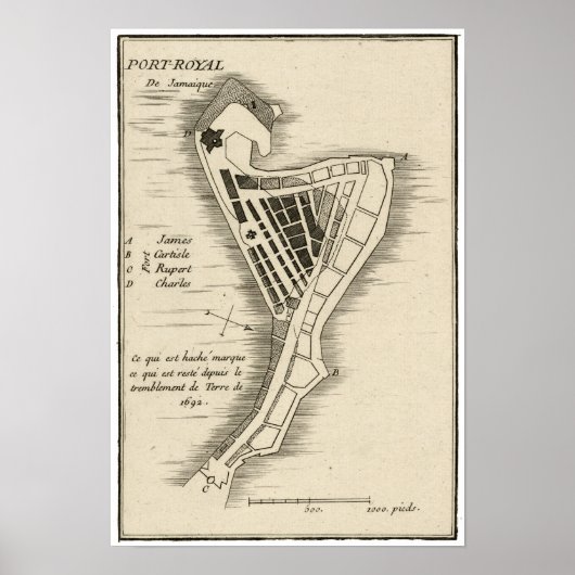 POSTER CARTE : JAMAICA, 1755 (Devant)