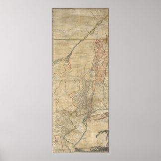 Poster Carte Jeffreys 1768 de New York et New Jersey