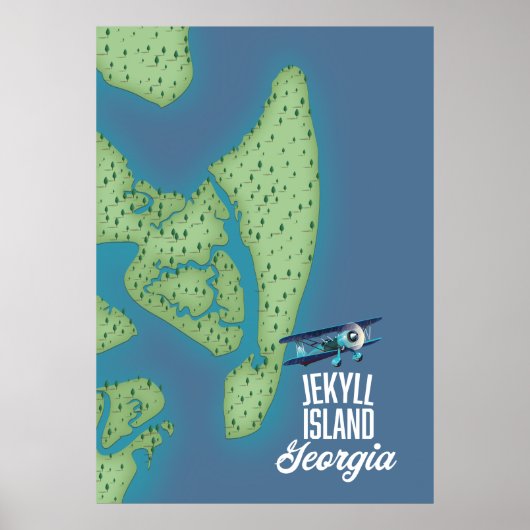 Poster Carte Jekyll Island Georgia États-Unis (Devant)