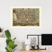 Poster Carte Jérusalem Israël 1660 (Bureau à domicile)