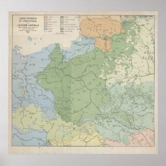 Poster Carte linguistique de l'Europe centrale et orienta