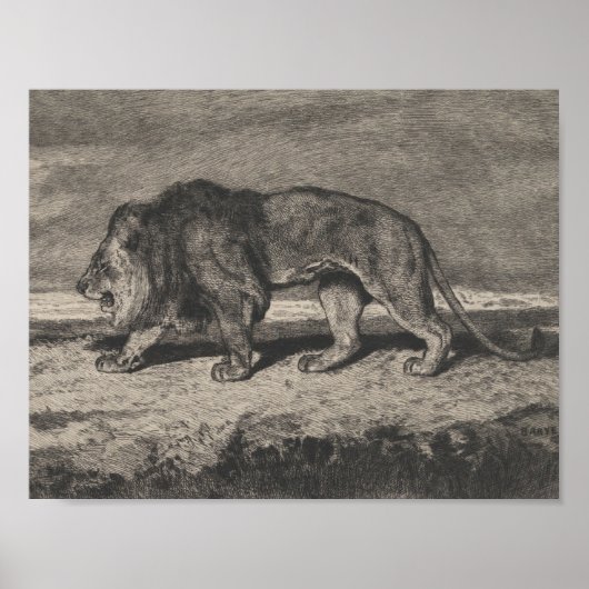 Poster carte lion vintage (Devant)