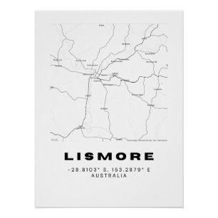 Poster Carte Lismore minimaliste avec coordonnées