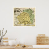 Poster Carte Lituanie 1750 (Cuisine)