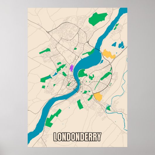 Poster carte Londonderry (Devant)