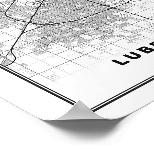 Poster Carte Lubbock (Coin)