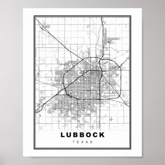 Poster Carte Lubbock (Devant)