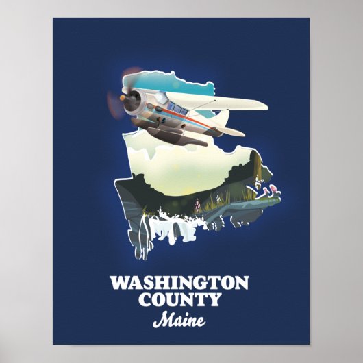 Poster Carte Maine du comté de Washington (Devant)