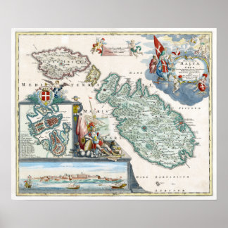 Poster Carte Malte 1720