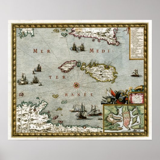 Poster Carte Malte 1723 (Devant)
