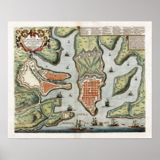 Poster Carte Malte 1725