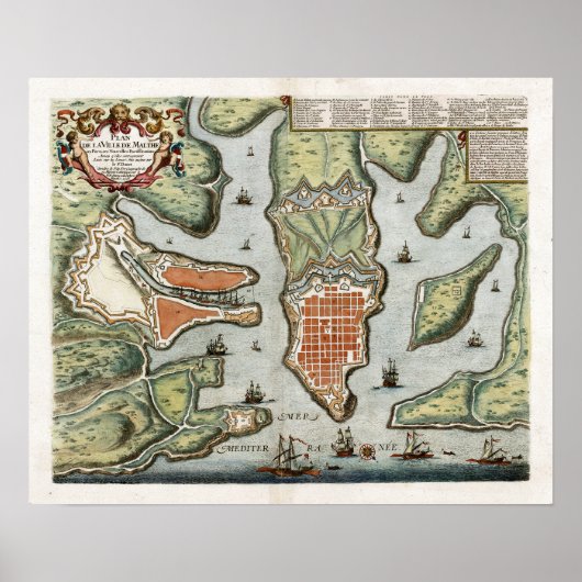 Poster Carte Malte 1725 (Devant)