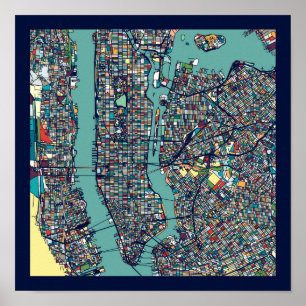 Poster Carte Manhattan New York