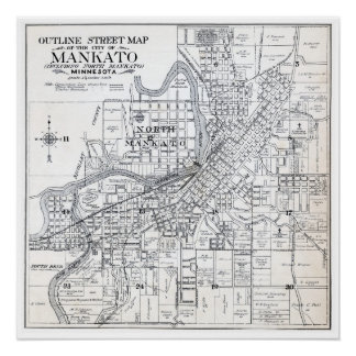 Poster Carte Mankato de 1914