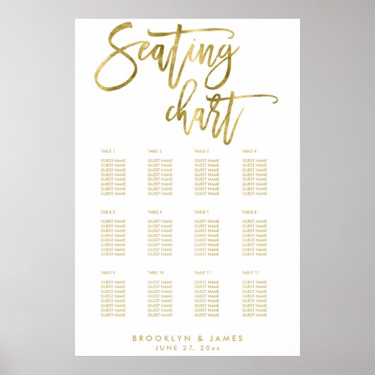 Poster Carte mariage Avec Faux Gold Foil 24x36 (Devant)