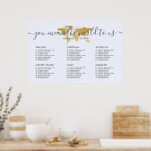 Poster Carte mariage Carte Voyage Carte Monde Or (Cuisine)
