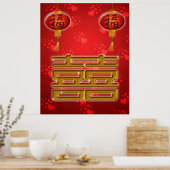 Poster Carte Mariage chinois Double Bonheur (Cuisine)