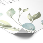 Poster Carte Mariage d'aquarelle florale de verdure (Coin)