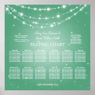 Poster Carte mariage de siège Sparkling Chain Mint Green