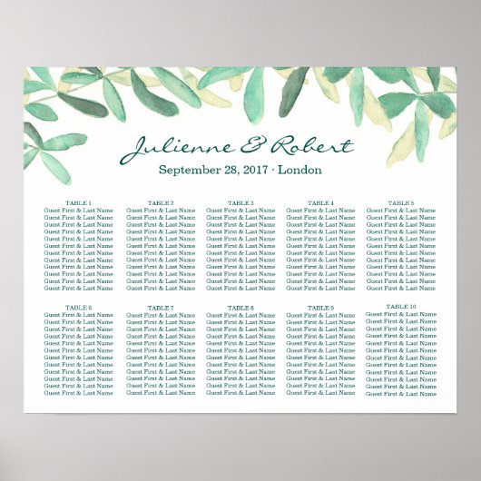 Poster Carte Mariage de verdure méditerranéenne (Devant)